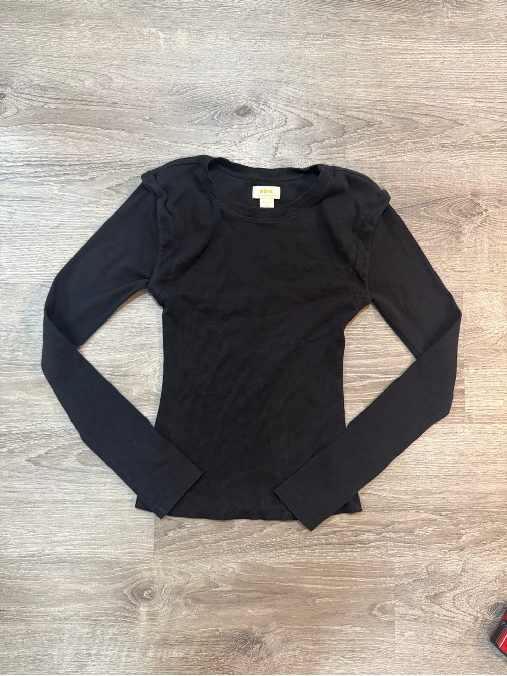 Anthropologie Black Long-Sleeve Crewneck Top - Picture 2 of 5